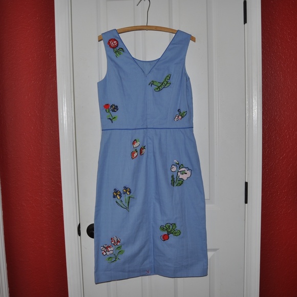New BODEN Blue Embroidered Fruity Fun Dress [D7] - Picture 4 of 8